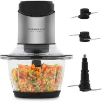 JAP Multi Chop - Zerkleinerer mit Glasschale (1,2 Liter) - Eiszerkleinerer - Spülmaschinenfest - Lebensmittelzerkleinerer - 6 Klingen - 400W