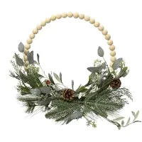 Décoris Holzperlen-Tannenzweigkranz, 40 cm