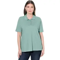 Ulla Popken Damen Poloshirt helles moosgrün 46+