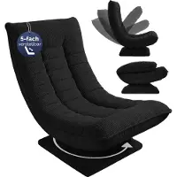 Casaria Sessel Aberdeen Schwarz Cord 5fach verstellbar 360 Grad drehbar klappbar
