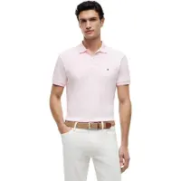 Tommy Hilfiger Herren Poloshirt Kurzarm Liquid Baumwolle mit Knopfleiste, Rosa (Pin