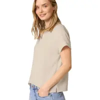 Street One Kurzarm Poloshirt mit Rippdetail Smoke beige 44