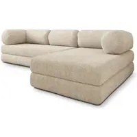 Masseno Ecksofa KELI mit Schlaffunktion, Modulares Schlafsofa aus Schaumstoff, Klappbares Bodensofa - Creme, QUELLE 02