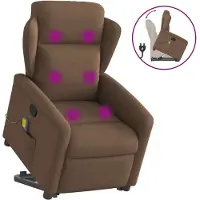 vidaXL Massagesessel mit Aufstehhilfe Braun Stoff