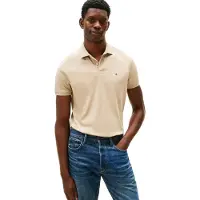 Tommy Hilfiger Herren Poloshirt Kurzarm Liquid Baumwolle mit Knopfleiste, Beige (Sa
