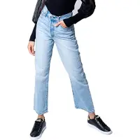 Levi's Damen Ribcage Straight Ankle Light Indigo-Worn IN, Middle Road, 34W / 29L