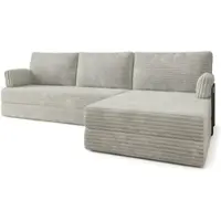 Masseno Ecksofa ANKO mit Metallgestell, Modulares Schlafsofa aus Schaumstoff, Klappbares Bodensofa, Schlaffunktion - Hellgrau, TILIA 83
