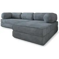 Masseno Ecksofa ETERA mit Schlaffunktion, Modulares Schlafsofa aus Schaumstoff, Klappbares Bodensofa - Grau, POSO 60
