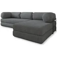 Masseno Ecksofa KELI mit Metallgestell, Modulares Schlafsofa aus Schaumstoff, Klappbares Bodensofa, Schlaffunktion - Grau, QUELLE 92