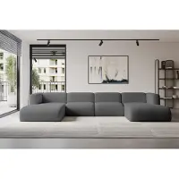 ALTDECOR Ecksofa - MIRA-U2 - 408x179x70 - Grau - Corner Sofa Eckcouch Couch U-Form, Wohnlandschaft