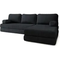 Masseno Ecksofa LEA mit Schlaffunktion, Modulares Schlafsofa aus Schaumstoff, Klappbares Bodensofa - Schwarz, QUELLE 100
