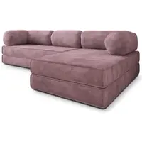 Masseno Ecksofa ETERA mit Schlaffunktion, Modulares Schlafsofa aus Schaumstoff, Klappbares Bodensofa - Lila, POSO 130
