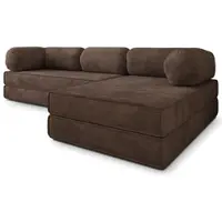 Masseno Ecksofa ETERA mit Schlaffunktion, Modulares Schlafsofa aus Schaumstoff, Klappbares Bodensofa - Braun, POSO 06