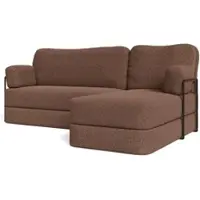 Masseno Ecksofa SABI mit Metallgestell, Modulares Schlafsofa aus Schaumstoff, Klappbares Bodensofa, Schlaffunktion - Braun, QUELLE 25