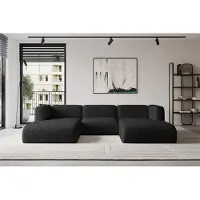 ALTDECOR Ecksofa - MIRA-U1 - 317x179x70 - Schwarz - Corner Sofa Eckcouch Couch U-Form, Wohnlandschaft