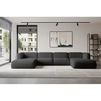 ALTDECOR Ecksofa - MIRA-U2 - 408x179x70 - Schwarz - Corner Sofa Eckcouch Couch U-Form, Wohnlandschaft