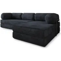 Masseno Ecksofa ETERA mit Metallgestell, Modulares Schlafsofa aus Schaumstoff, Klappbares Bodensofa, Schlaffunktion - Schwarz, POSO 135