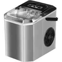 MPM MKD-04M Eiswürfelmaschine Ice Maker Edelstahl Silber 150W 12kg/24h 9 Eiswürfel in 6-8 Minuten 1,2L Wassertank 0,6L Eisbehälter Kontrollleuchten