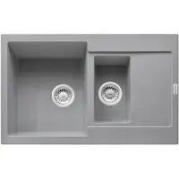 Franke Maris MRG 651-78 in STEINGRAU mit Druckknopfventil u. Abtropfbecken / Ausschnittmaß 760 x 480 mm / Einbauspüle
