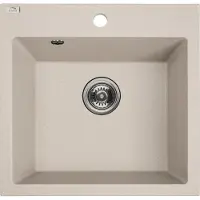 Laveo BADLAND Spülbecken Granitspüle Einzelbecken Alena 49x49 Beige | Siphon im SET!