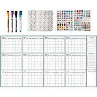 Famanu Monatskalender Ungedatet - Große Planungshilfe - 55x34 Zoll - Grau