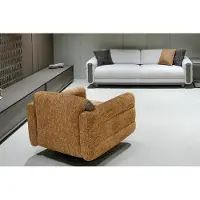 AEA Designer Sitzgarnitur Weißes Stoffsofa Brauner Textilsessel 2tlg