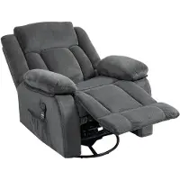 Novzep Relaxsessel mit Vibrationsmassage und Wärme, manuell verstellbarer Drehsessel mit Schaukelfunktion und Taschenfederkern, Grau