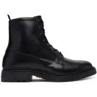 Tommy Hilfiger Schnürstiefelette "CORPORATE CASUAL LTH BOOT", Herren, Gr. 40, Leder Synthetik Textil, schwarz, Nappaleder, Schuhe Schnürstiefelette, Blockabsatz, Schnürboots mit dezenten Ziernähten