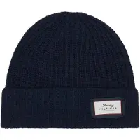 Tommy Hilfiger Beanie "TH WOOL" aus grobem Rippstrick in reiner Wolle