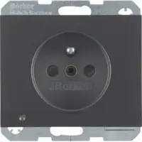 Berker Steckdose mit Schutzkontaktstift und LED-Orientierungslicht K.1 anthrazit, matt, Typ E, 2P+E, Schrauben, Anthrazit, Matt, Status