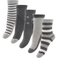 Minymo Sock w. Pattern (5-pack) light grey melange (130) 15\\18