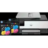 HP OfficeJet Pro 8124e + 2 schwarze Patronen + 2 Farbpatronen