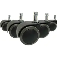 Hjh OFFICE 5x ROLO EASY 11mm/50mm Hartböden - Stuhlrollen Schwarz