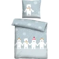 Biberna Feinbiber Bettwäsche Eisbär Größe 100 x 135 cm + 40 x 60 cm