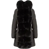 Apart Fashion Damen Winterjacke mit Kunstfellkapuze, oberschenkellangem,wattiert