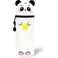 Benza Ibenzoa 2‑in‑1 Silikon-Stifteetui mit Cartoon-Tiermotiv, weiches Silikon, 19 x 7 cm, herausziehbares Federmäppchen & Stifthalter mit Reißverschluss für Kinder & Erwachsene