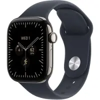 Apple Watch Series 12 GPS + Cellular 42mm Natural Titanium Case with Navy Blue Sport Band - M/L