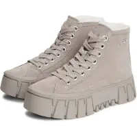 Tommy Hilfiger Winterboots TOMMY JEANS "TJW PLATFORM SNEAKER MC WL", Damen, Gr. 36, wärmend, beige (hellgrau), Veloursleder, unifarben, Basic, Schuhe Winterboots, Plateauboots mit seitlichem Schmucklogo, Topseller