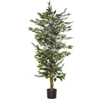 HOMCOM Künstliche Pflanze mit Töpfen und 1008 realistischen Blättern zur Wohnraumdekoration – Wohnzimmer, Schlafzimmer – Ø 60 x 150 cm – Grün