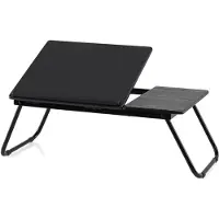 Costway Laptoptisch klappbar 55x32x23 cm, Betttisch Notebooktisch 4-Fach höhenverstellbar, Arbeitstisch aus MDF & Metall, Betttablett Lapdecks Schwarz