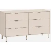Sweeek - Kommode mit 6 Schubladen, Holzdekor und Metall - Beige