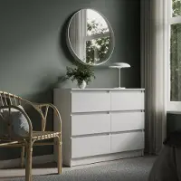 Home Collective Kommode mit 6 Schubladen Kommode Holz Schrank Kommode mit Schubladen, Sideboard, Highboard für Schlafzimmer Wohnzimmer Flur Büro Organizer | 95 cm Breite | weiß