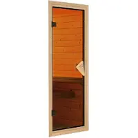 Karibu Sauna Fiona 2 (Eckeinstieg), Ganzglastür, bronziert, Ofen 9 kW externe Steuerung easy