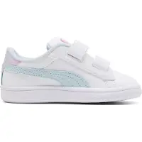 Puma Sneaker "SMASH 30 FADED GLOW V INF", Mädchen, Gr. 24, Textil, weiß (weiß, aqua glow), Synthetik, Schuhe Sneaker