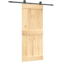 Syfax Schiebetür Natürlich und Schwarz 85 x 210 cm Massivkiefer