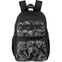 Aa Dream Tech Schulrucksack schwarz mit Blumenmotiv, Laptopfach bis 16 Zoll