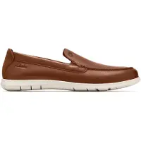 Clarks Shoes für Herren. 26187422 Flexway Step Leder Mokassins braun (43), Wohnung, Keine, Lässig