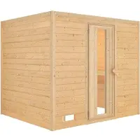 Karibu Sauna Innensauna Sonara Fronteinstieg Ofen 9 kW integr. Strg 231x195x200 cm ohne Dachkranz mit Bronzierter Tür