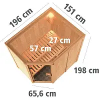 Karibu Sauna Saja (Eckeinstieg), Ganzglastür, bronziert, Ofen 3,6 kW externe Steuerung easy