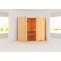 Karibu Sauna Innenkabine Tonja Innensauna 2 Sitzbänke aus Holz in Naturbelassen Saunakabine Wandstärke: 68 mm Infrarotsauna